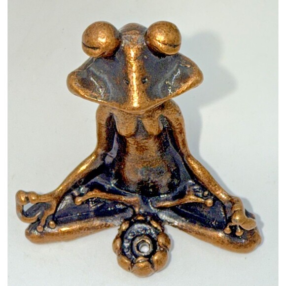 Mini Zen Frog Meditation Incense Burner Brass Tone Namaste Figurine Miniature 2” - Picture 10 of 14